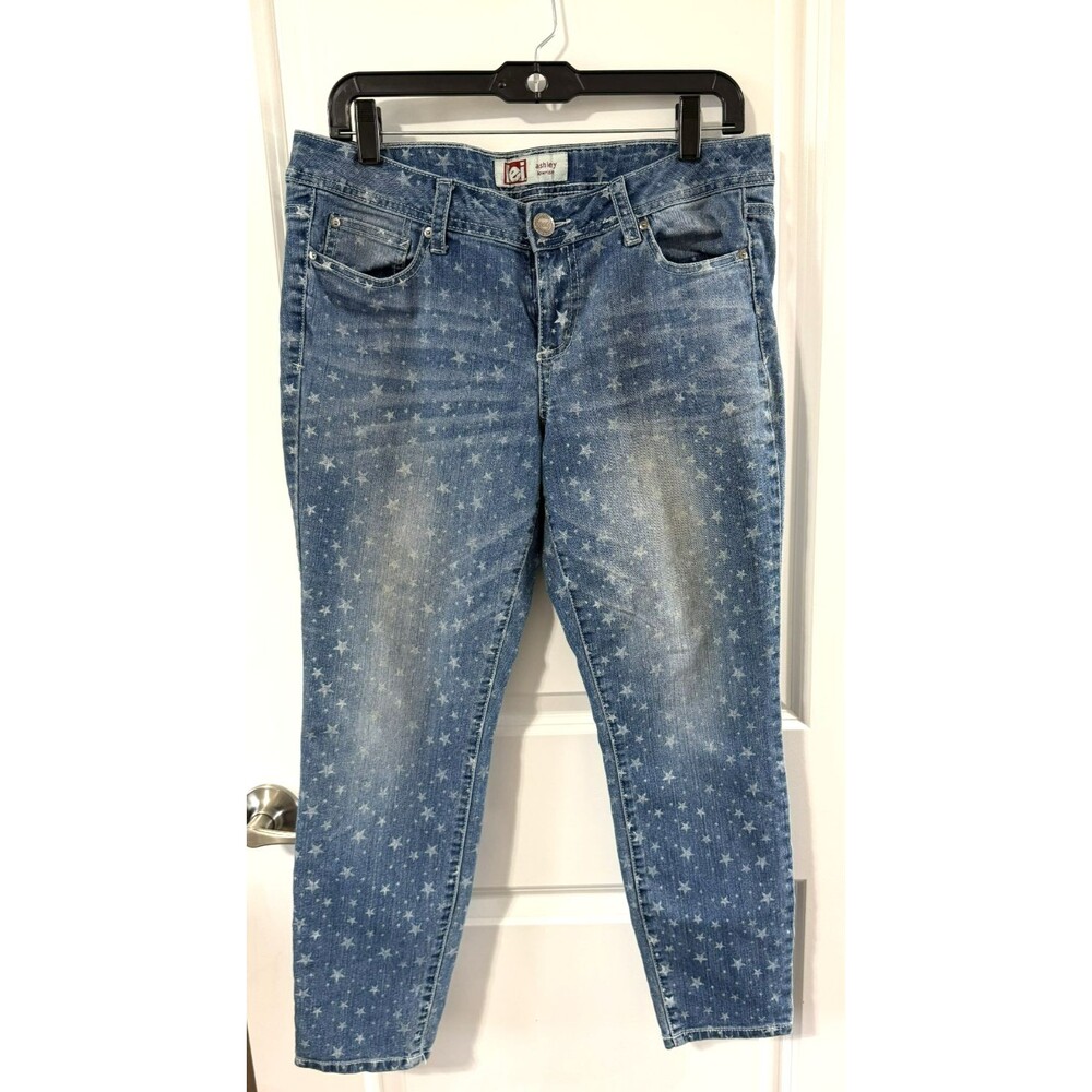 Vintage LEI Women's Jeans Ashley Low Rise sz 13R Blue Wash Star print Denim Y2K